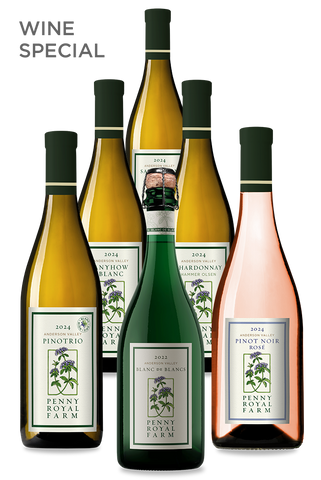 Anyhow Blanc, Blanc de Noir, PinoTrio, Sauvignon Blanc, Pinot Noir Rosé, Chardonnay, Anderson Valley, Pennyroyal Farm