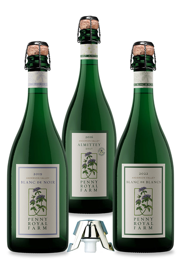 Holiday Sparklers, Blanc de Noir, Almittey Brut, Pennyroyal Farm