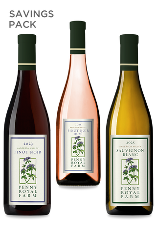 Sauvignon Blanc, Rosé of Pinot Noir, and Pinot Noir, Anderson Valley, Pennyroyal Farm