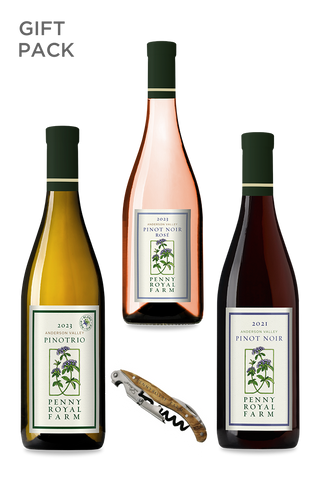 Gift Pack, Trois de Pinot, PinoTrio, Rosé of Pinot Noir, Pinot Noir, Anderson Valley, Pennyroyal Farm