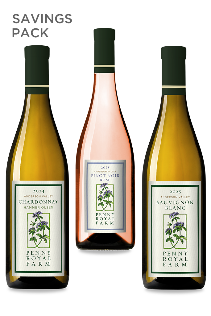 Sauvignon Blanc, Pinot Noir Rosé, Chardonnay, Anderson Valley, Pennyroyal Farm