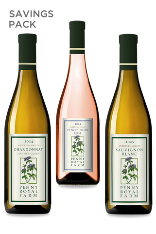 Sauvignon Blanc, Pinot Noir Rosé, Chardonnay, Anderson Valley, Pennyroyal Farm