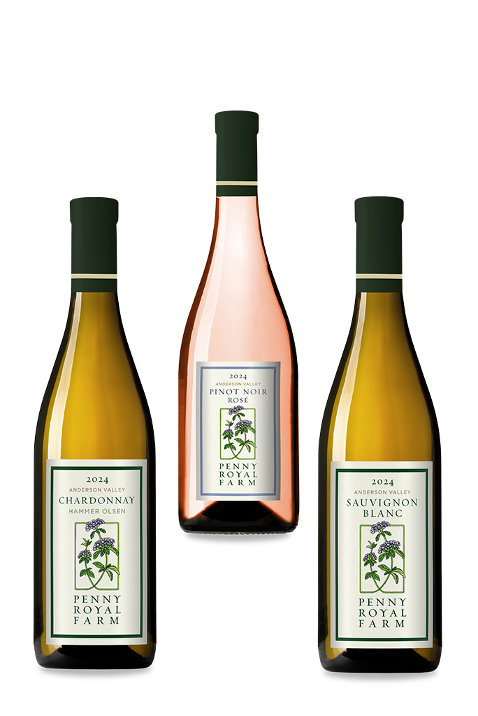 Sauvignon Blanc, Pinot Noir Rosé, Chardonnay, Anderson Valley, Pennyroyal Farm